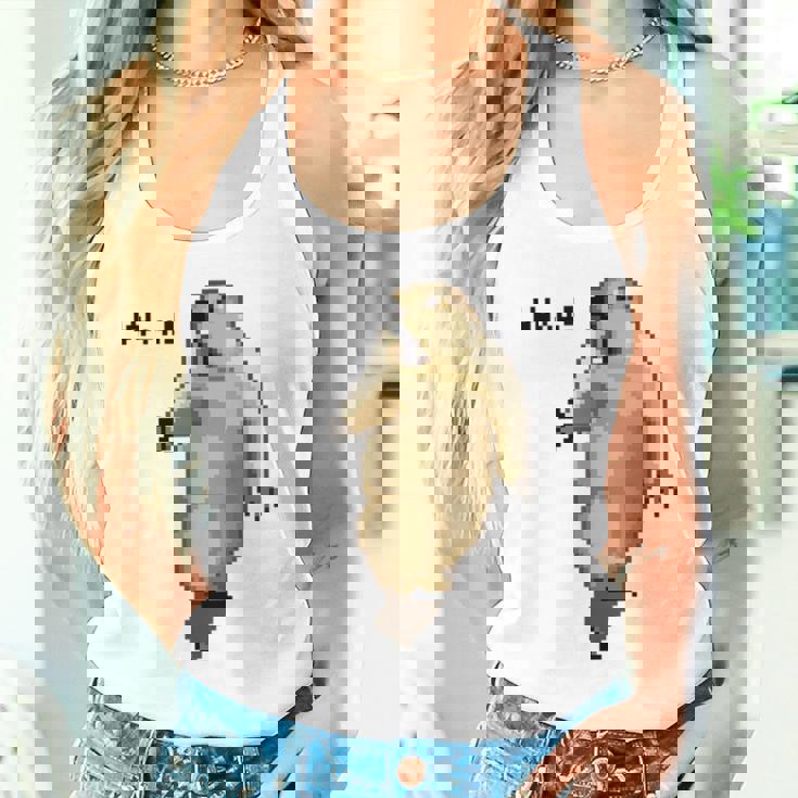 アニマルプリント 驚いたマーモット ドット絵 ピクセルアート 面白い 動物 ミーム タンクトップ