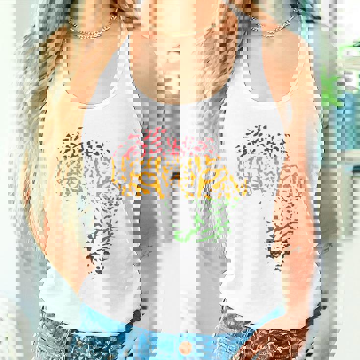 アフリカ地図 ヒョウ柄 アフリカラスタカラー タンクトップ