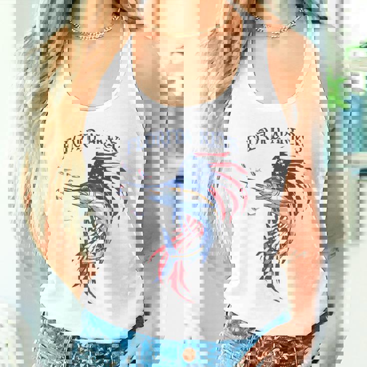 アメリカ国旗 愛国的 カジキ マーリン フロリダの鍵 タンクトップ