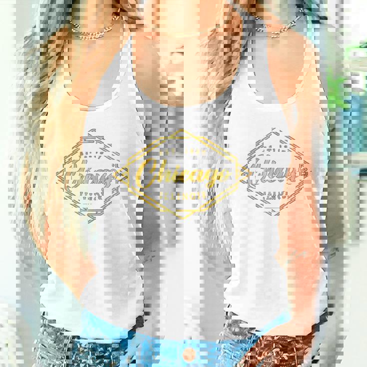 イリノイ州シカゴ-イリノイ州シカゴスタイル 長袖tシャツ タンクトップ