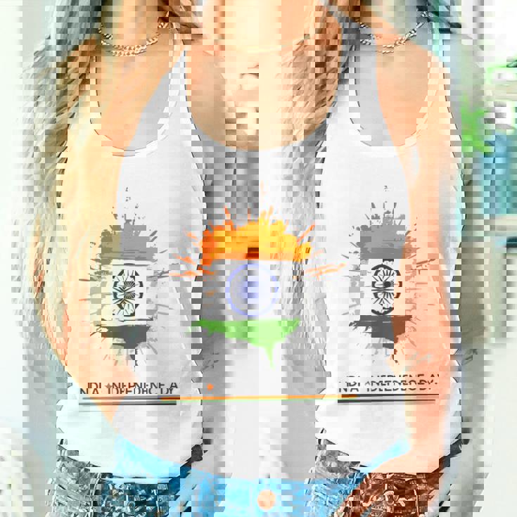 インド独立記念日 1947年8月15日 インド国旗 愛国心 タンクトップ