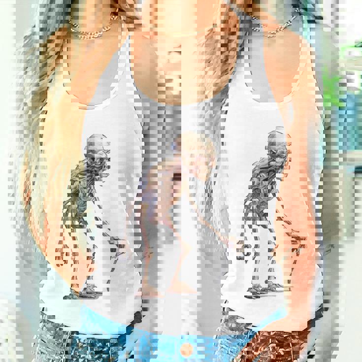 エイリアン スケルトン クリーチャー 松葉杖 スティック タンクトップ