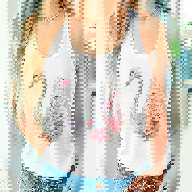 エレガントな白鳥の花 タンクトップ