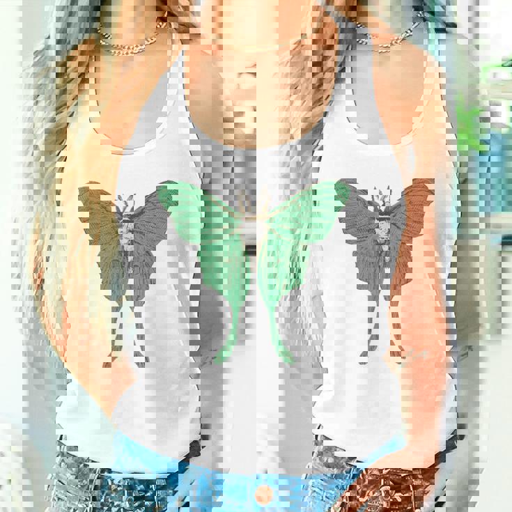 オオミズアオ ルナモス 薄い 緑色 黄緑色 蛾 Luna Moth レトロ 虫 昆虫 イラスト かっこいい おしゃれ タンクトップ