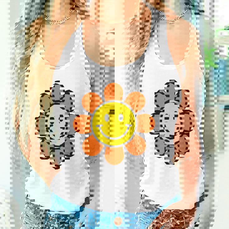 オレンジ イエロー ハッピー スマイル スマイル フェイス デイジー フラワーガール タンクトップ