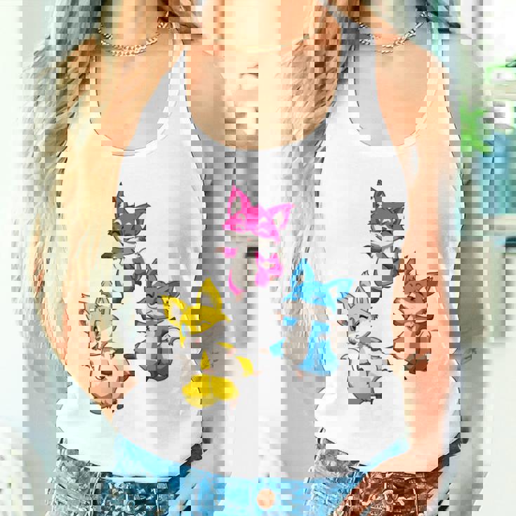 カワイイ・パンセクシュアル・プライド・フォックス 長袖tシャツ タンクトップ