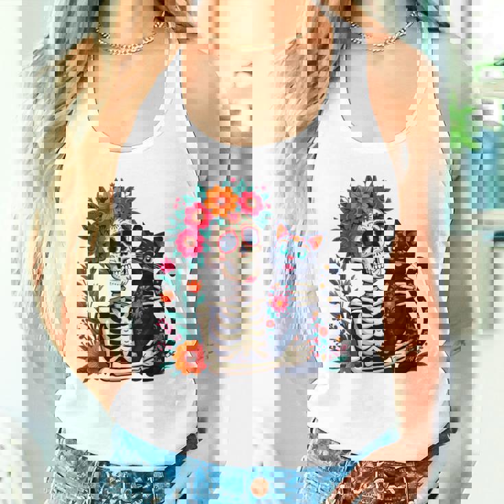 スケルトン ハグ 猫 シュガー スカル Día Los Muertos ハロウィン タンクトップ