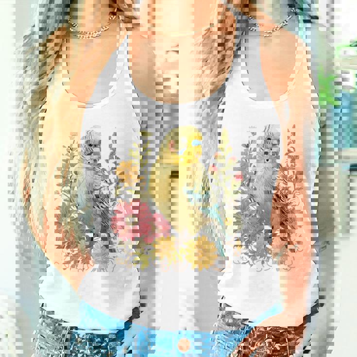 セキセイインコ 鳥 ママ セキセイインコ オウム ヴィンテージフラワー タンクトップ