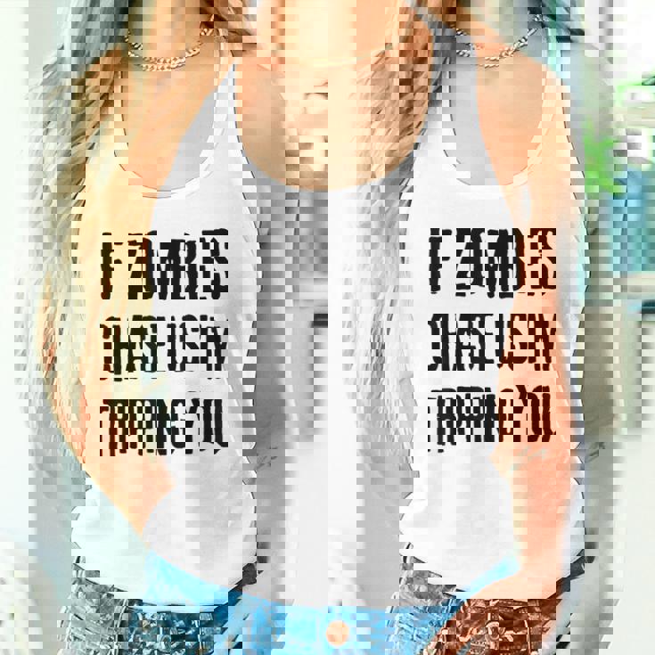 ゾンビに追われたらつまずくよおもしろいハロウィン タンクトップ