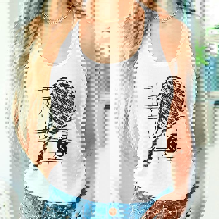 テニスラケット ボール シルエット 面白い スポーツ選手 コーチファン タンクトップ