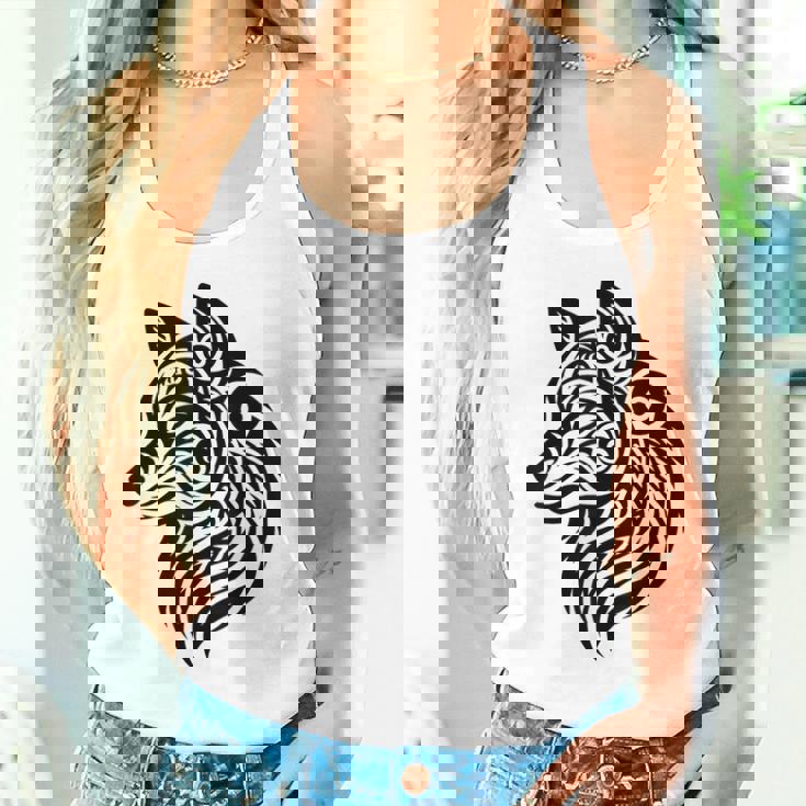 トライバルウルフ ポリネシア部族 マオリ柄 オオカミ タンクトップ