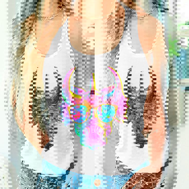 トリケラトプス 恐竜 グラフィック サングラス アートワーク トリケラトプス タンクトップ