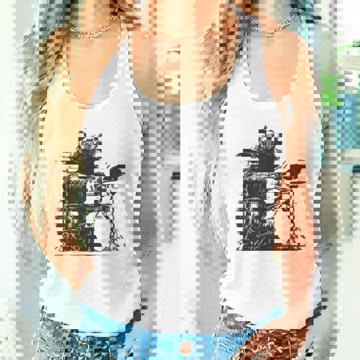 ドラマー ドラムキット クマの演奏 ドラムキット ミュージシャン タンクトップ