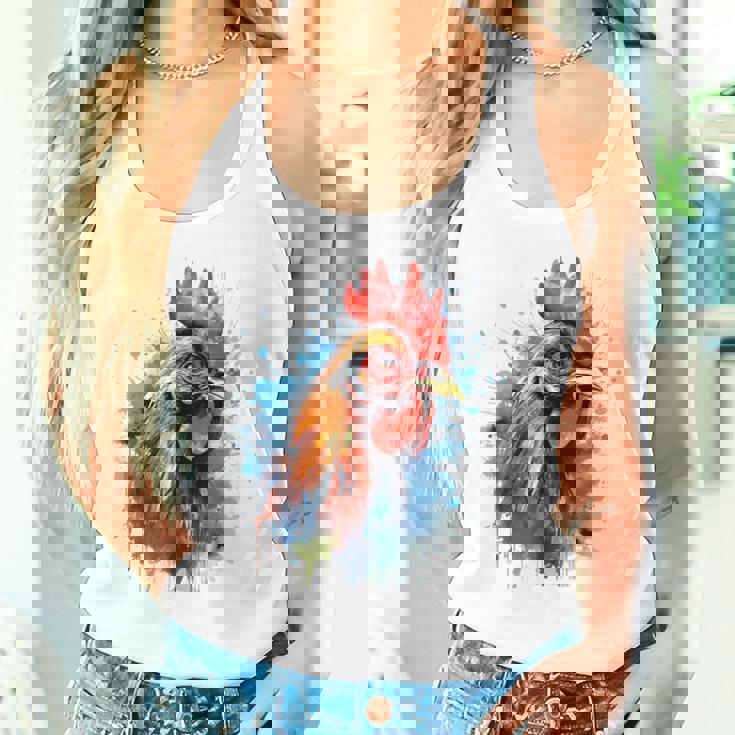 ニワトリ 動物 絵画 グラフィック 抽象 カラフル チキン タンクトップ