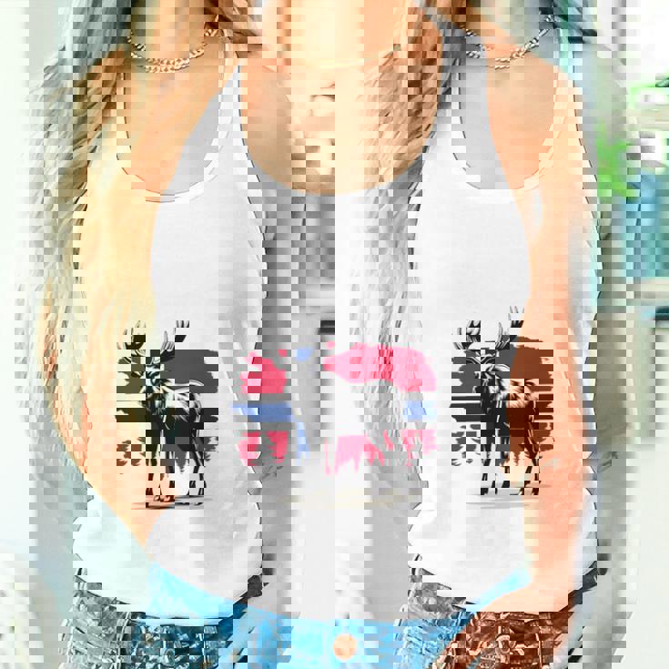 ノルウェー デザイン ヘラジカ ノルウェー国旗 自然 服装 北欧 長袖tシャツ タンクトップ