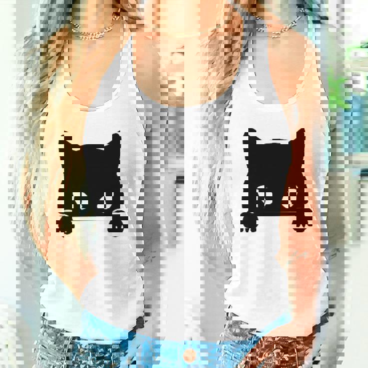 バッグの中に隠れているかわいい黒猫 猫好き 猫飼い 猫 ネコ ねこくろねこ好き 面白い サプライズ ギフト タンクトップ