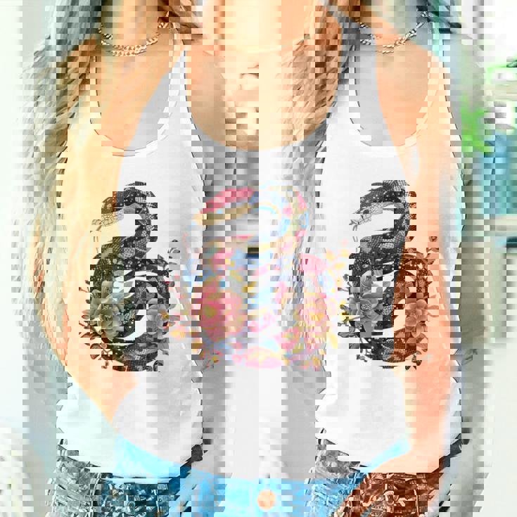 パイソン 蛇 フローラルボール パイソン タトゥーフラワー 蛇好き タンクトップ