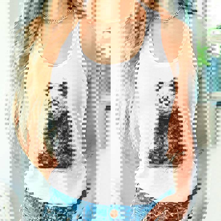 パンダ アニマルプリント グラフィック デッサン アート 絵画 パンダ タンクトップ