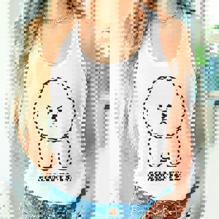 ビションフリーゼ 犬 怒る かわいい おもしろ イラスト シンプル 簡単 Bichon Frise 長袖tシャツ タンクトップ