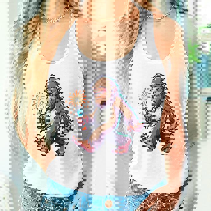 ビッグフット 7月4日 花火 愛国的なアメリカ国旗 サスカッチ タンクトップ