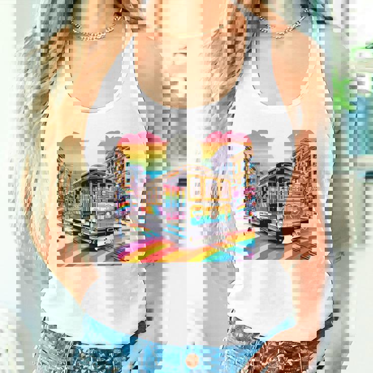 ビンテージ サンフランシスコ ケーブルカーf カストロ カリフォルニア Lgbtq 長袖tシャツ タンクトップ