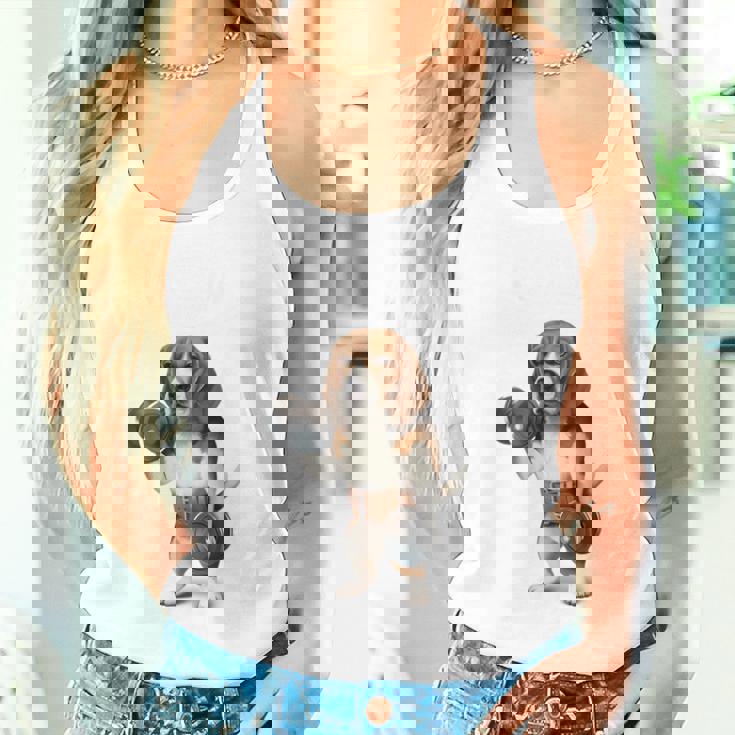 ビーグル 犬 ダンベル 筋トレ 筋肉 ワークアウト ジム タンクトップ