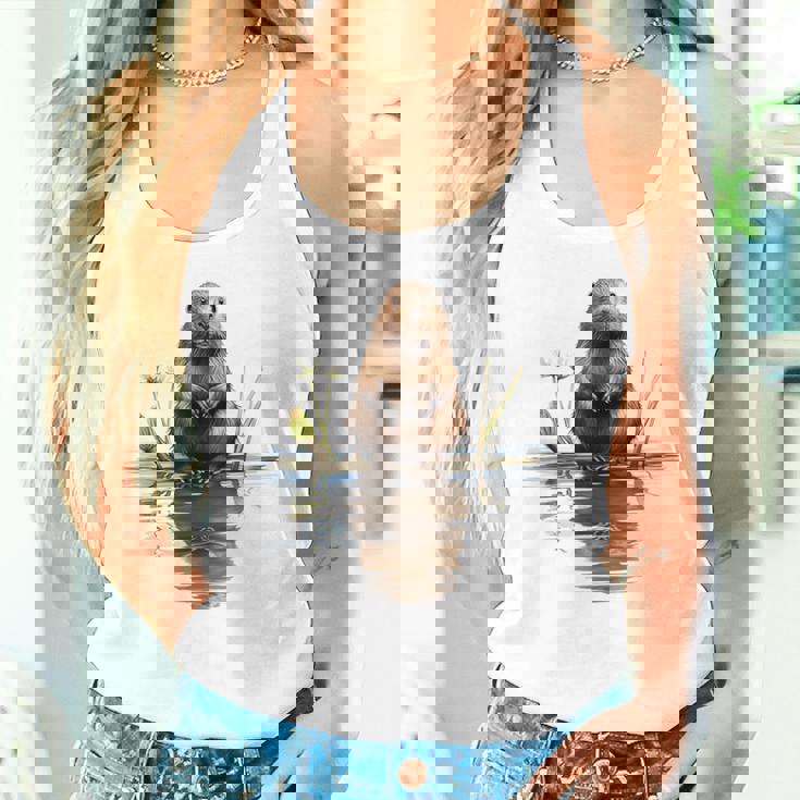 ビーバー 恋人 動物 アート イラスト グラフィック ビーバー タンクトップ