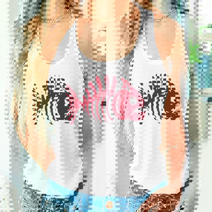 ピラニアスケルトン。魚の頭蓋骨と骨の様式化されたデザイン。 タンクトップ