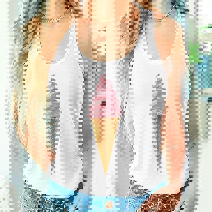 ピンク ソフトサーブ ストロベリー アイスクリーム コーン タンクトップ