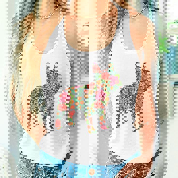 フレンチ ブルドッグ フラワー フローラル フレンチ ドッグ シルエット 犬 ペット タンクトップ