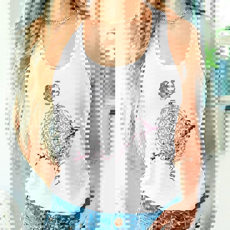 ホツマ文字 ヲシテ文字 フラワーオブライフ とほかみえみため とほかみゑひため 桜 月 アウワ 開運 言霊 宇宙 お守り タンクトップ