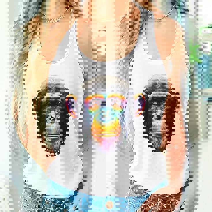 マルチカラー アート カラフル チンパンジー タンクトップ