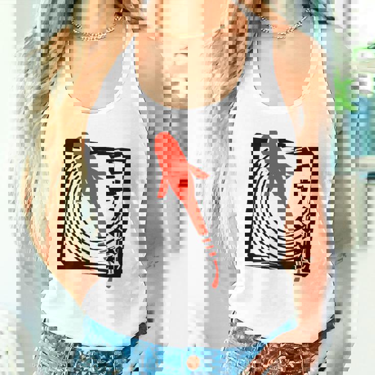 メダカ：ハンコスタンプデザインで描かれたメダカはエサを欲す。 タンクトップ