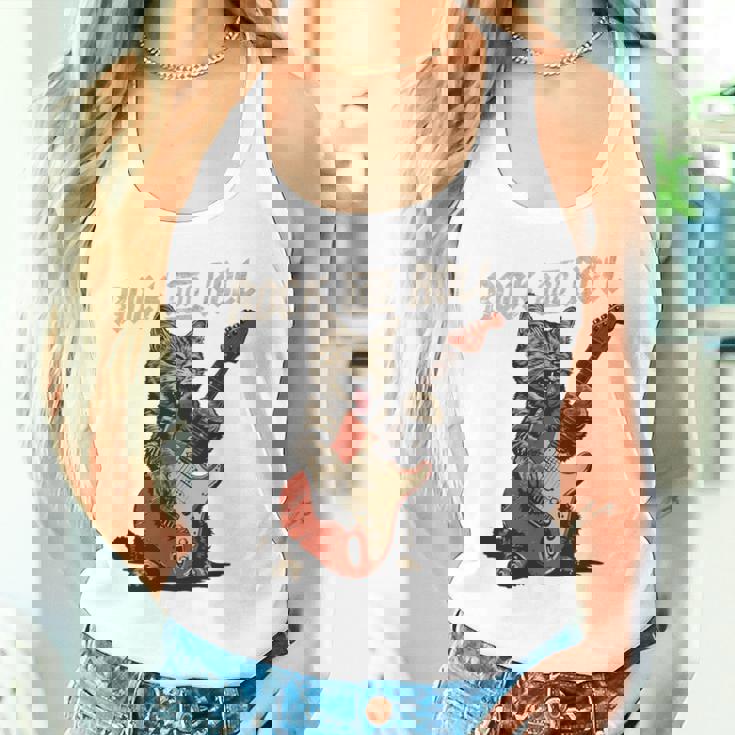 ロックンロール ギター 猫 ビンテージ Rock ギタリスト 猫 長袖tシャツ タンクトップ