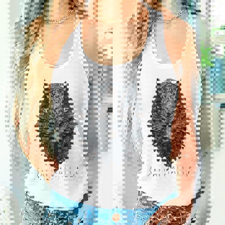 ヴァルハラ ウルフマスク オーディン ルーン文字 北欧コンパス バイキング メンズ レディース 長袖tシャツ タンクトップ