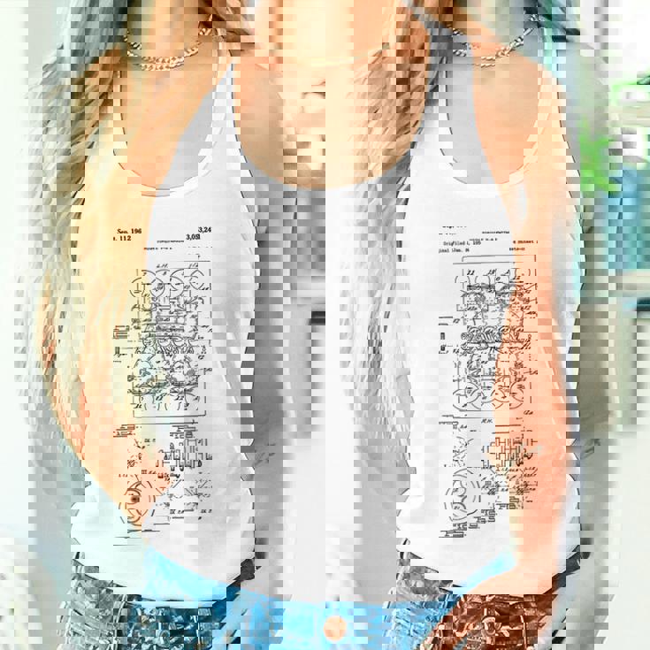 ヴィンテージエンジンブロックの青写真図–メンズカーグラフィック タンクトップ