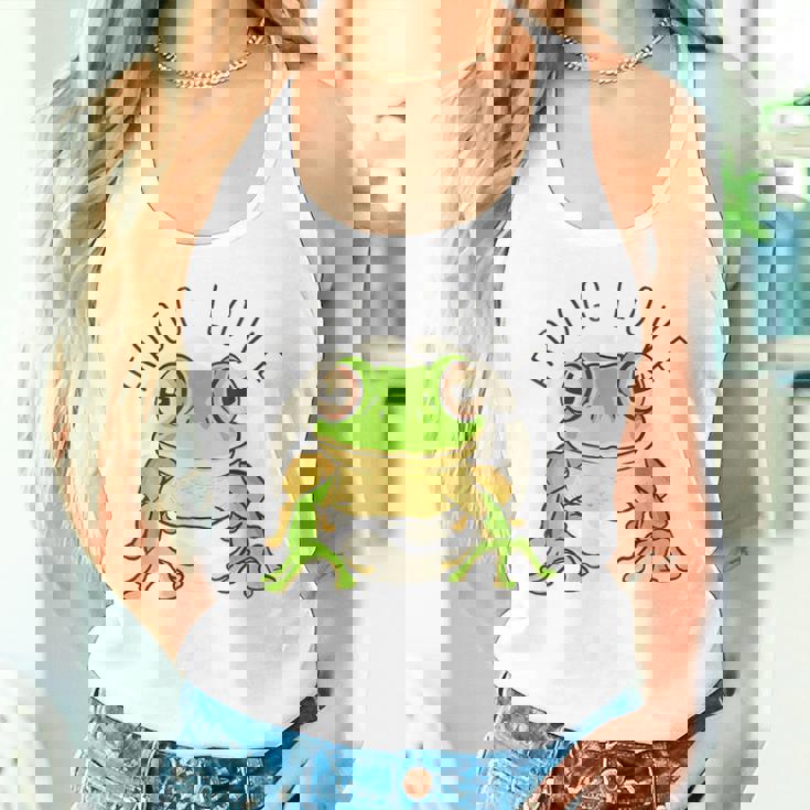 両生類の友達 恋人デザイン グリーンフロッグ タンクトップ