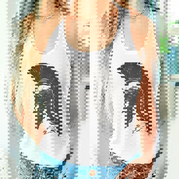 古代戦士ギリシャローマスパルタ兵士ヘルメットグラフィック タンクトップ