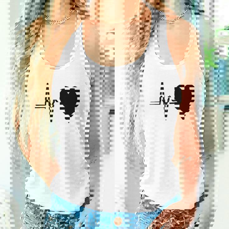 心電図のパターン ハートカラー ブラック タンクトップ