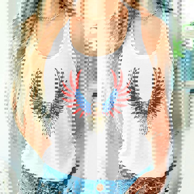 愛国的なアメリカ国旗イーグル 7月4日 バックプリント アメリカン タンクトップ