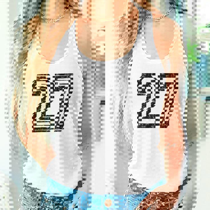 数字 27 ヴィンテージ ブラックホワイト タンクトップ