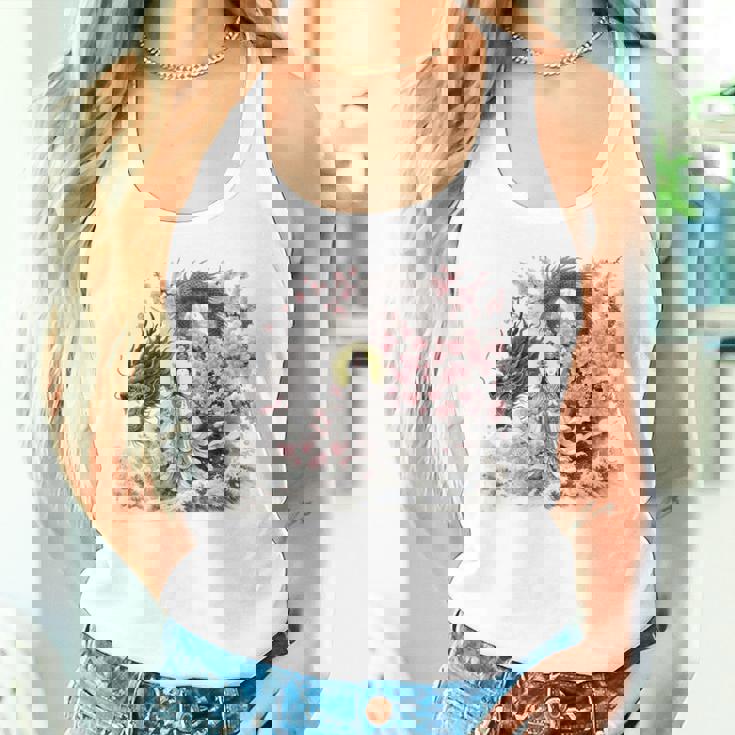 日本 浮世絵 観音菩薩 竜 桜 波 バックプリント タンクトップ