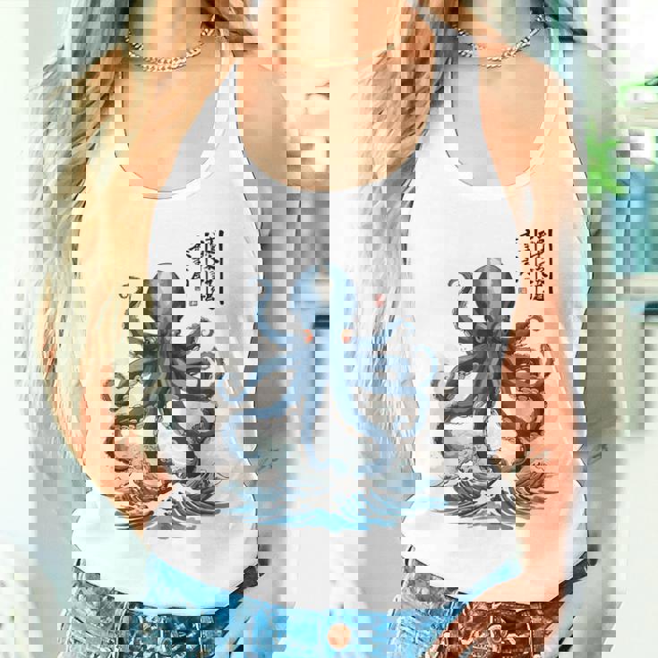 日本のタコ浮世絵 海の美 木版画 タンクトップ