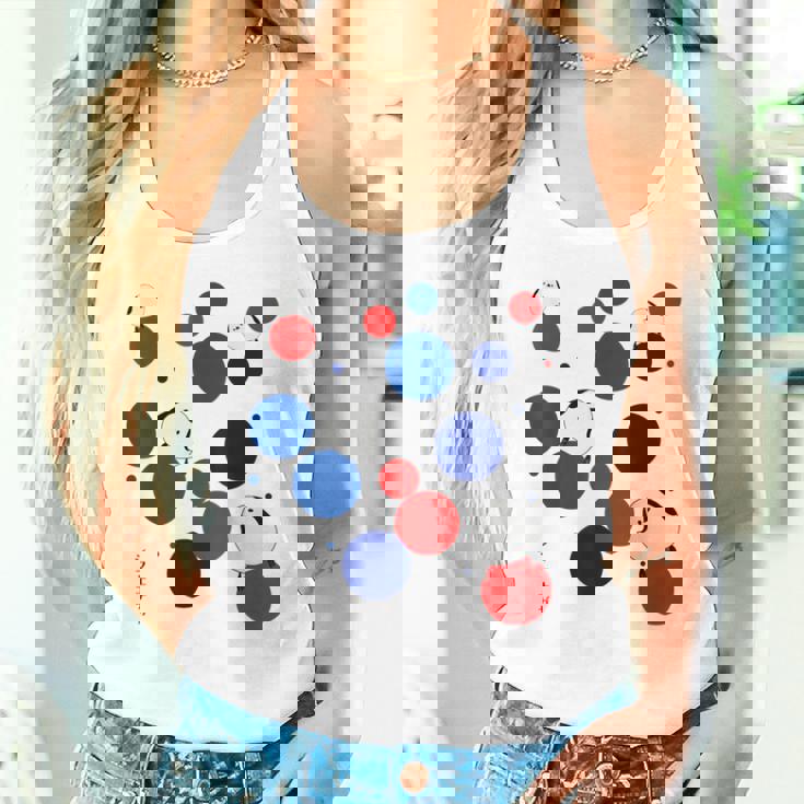 日本の野鳥 シマエナガ 赤 青 ドット 丸 水玉 関西 イベント 家族 お揃い タンクトップ