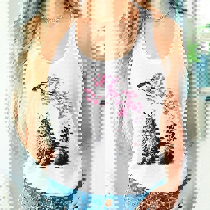 日本美術 メインクーン 猫 桜 桜 タンクトップ