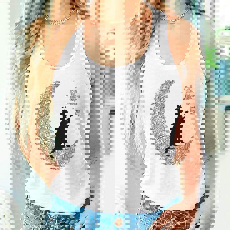 曼荼羅猫tシャツ レディース メンズ ユース 月と星 タンクトップ