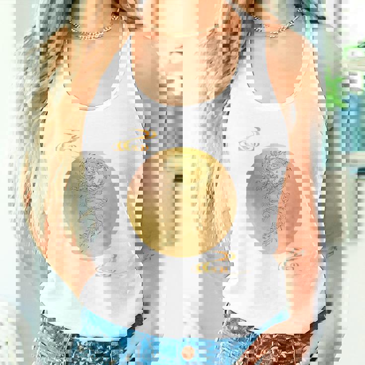 月と龍 満月 龍 タンクトップ