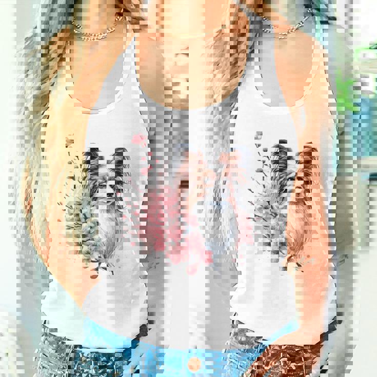 桜 水彩パピヨン タンクトップ