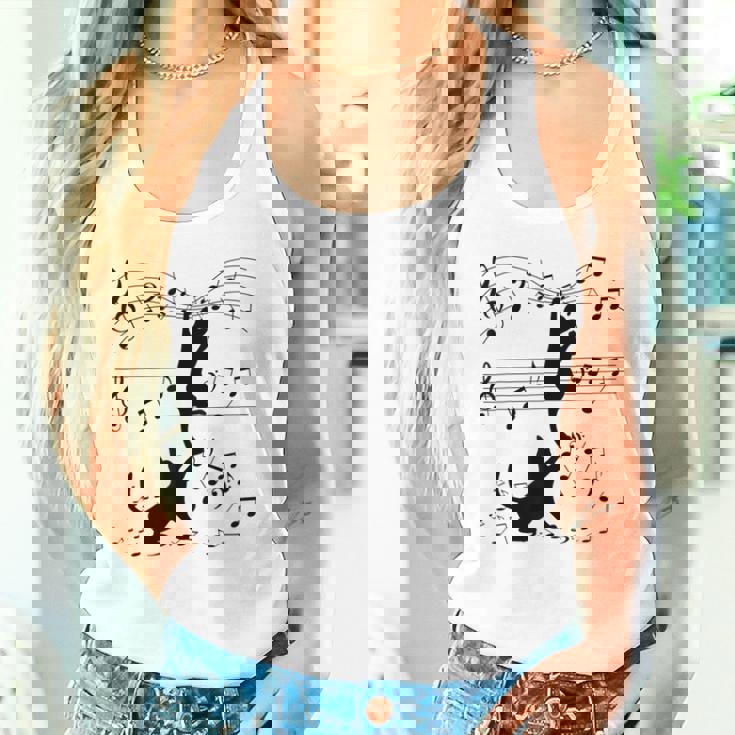 楽譜で遊ぶ面白い猫 タンクトップ