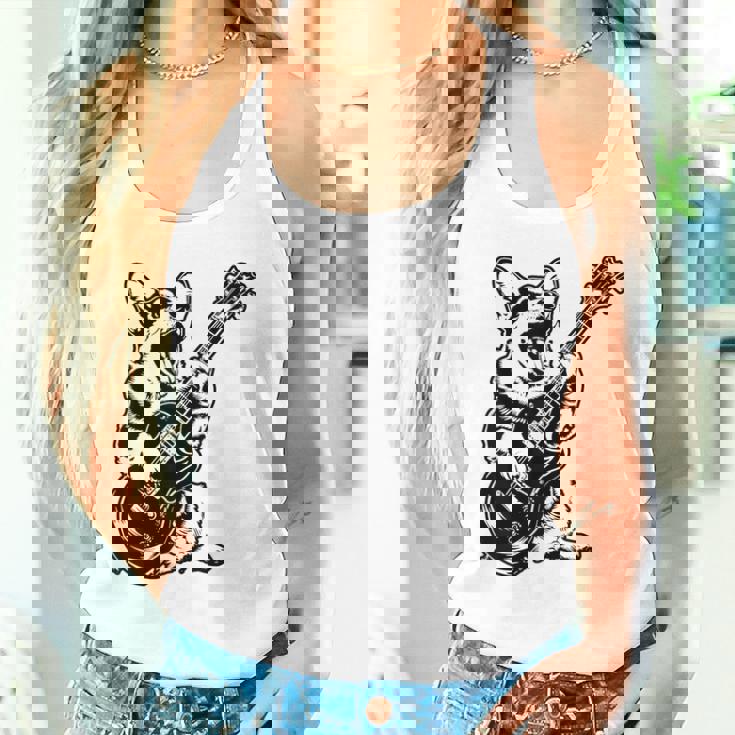 犬 ギタリスト ギター ペンブローク ウェールズ コーギー パパ ママ タンクトップ